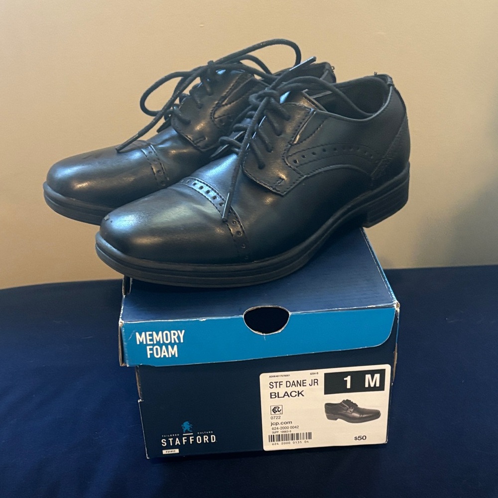 Stafford Kids Black Dress Shoes